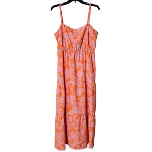 Social Standard by Sanctuary Floral Tiered Maxi Dress Pink Orange‎ XL